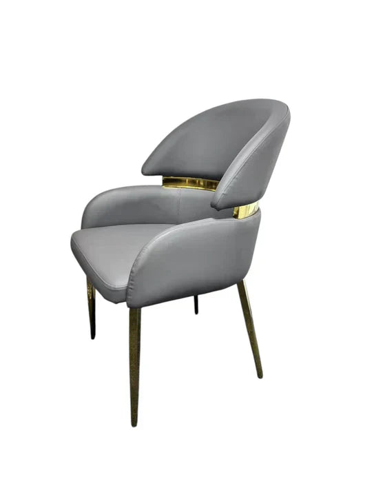 Madrid 180cm Gold Dining Table With Monarch Leather Gold Chairs