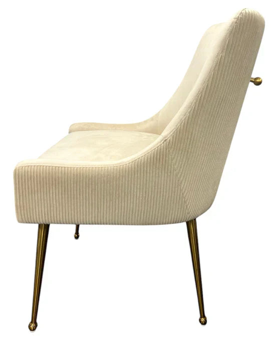 Milan Gold Handle Knocker Plush Velvet Dining Chair Gold Legs In 2 Colours