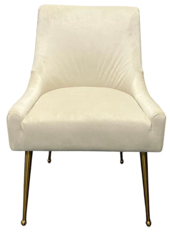 Milan Gold Handle Knocker Plush Velvet Dining Chair Gold Legs In 2 Colours