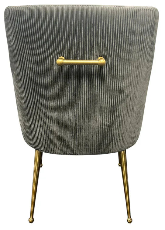 Milan Gold Handle Knocker Plush Velvet Dining Chair Gold Legs In 2 Colours