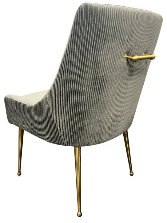 Milan Gold Handle Knocker Plush Velvet Dining Chair Gold Legs In 2 Colours