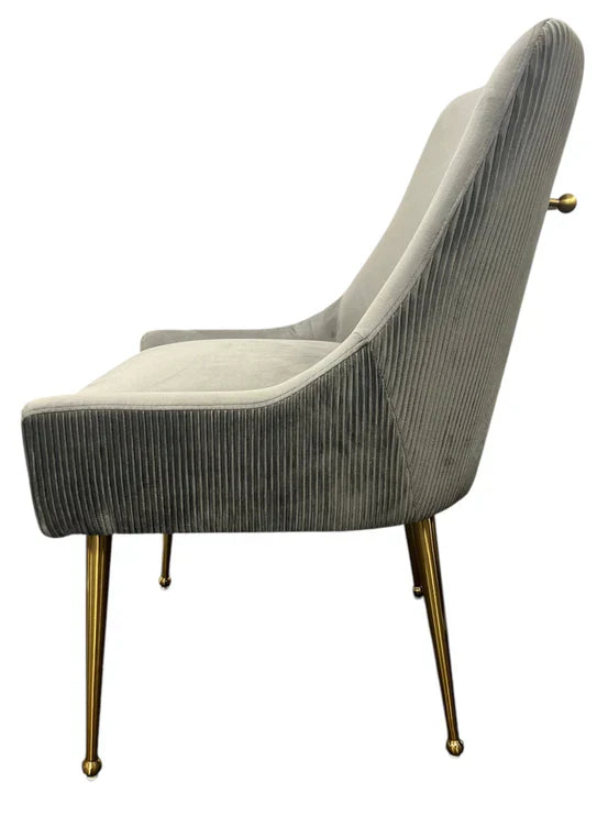 Milan Gold Handle Knocker Plush Velvet Dining Chair Gold Legs In 2 Colours