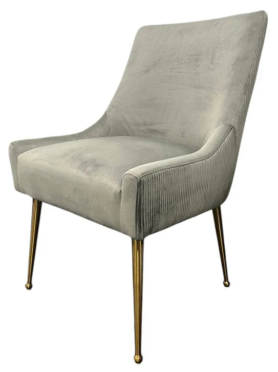 Milan Gold Handle Knocker Plush Velvet Dining Chair Gold Legs In 2 Colours