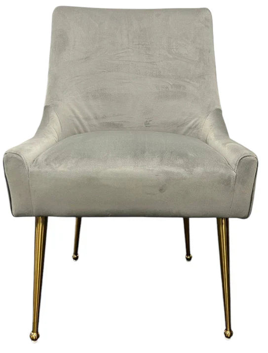 Milan Gold Handle Knocker Plush Velvet Dining Chair Gold Legs In 2 Colours