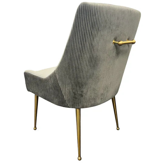 Milan Gold Handle Knocker Plush Velvet Dining Chair Gold Legs In 2 Colours