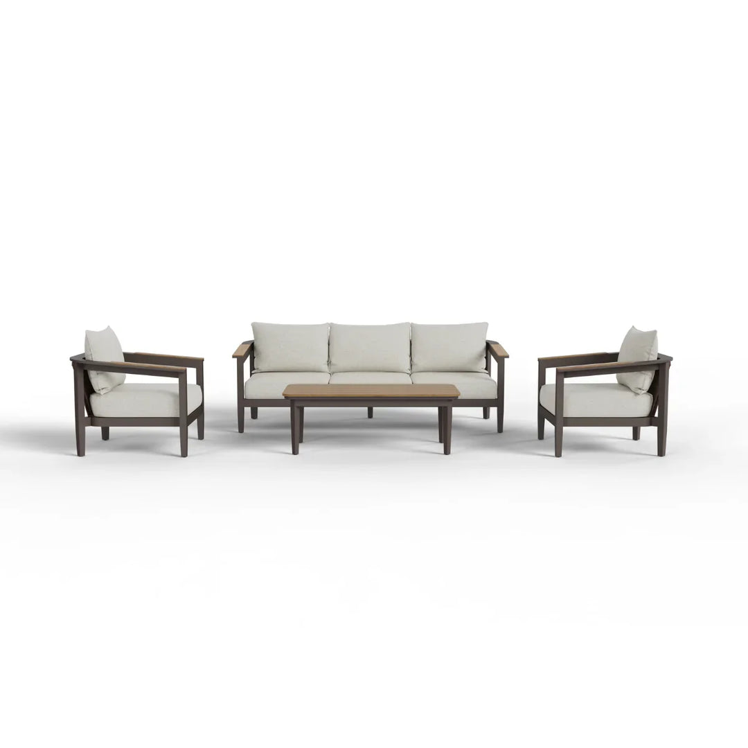 Hemera Signature Outdoor 5-Seater Lounge Set + PS Wood Slat Table – Modern Truffle & Aluminium