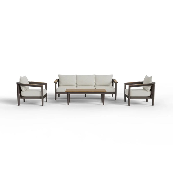 Hemera Signature Outdoor 5-Seater Lounge Set + PS Wood Slat Table – Modern Truffle & Aluminium