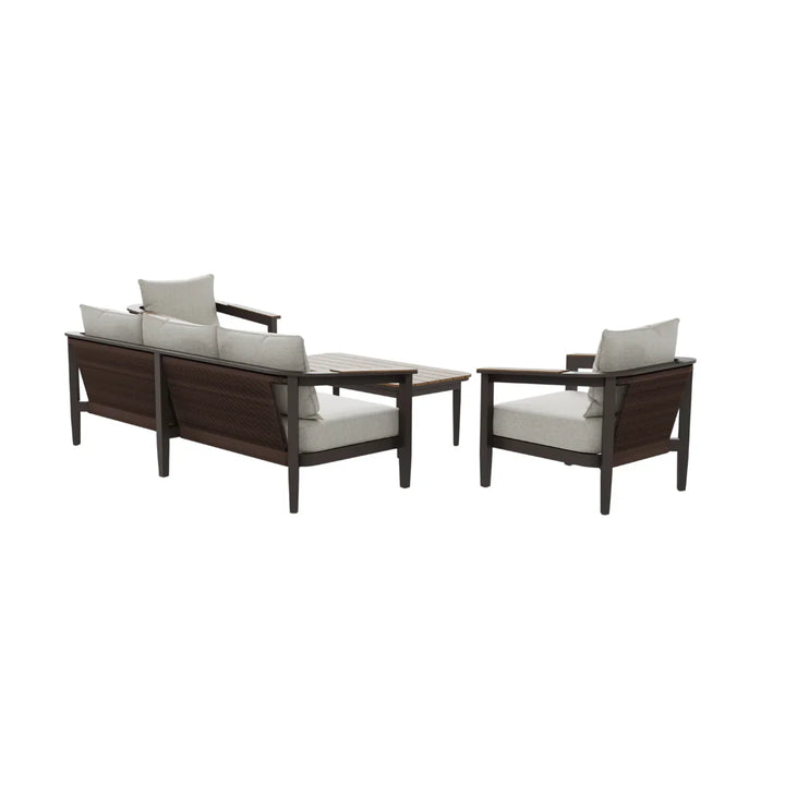 Hemera Signature Outdoor 5-Seater Lounge Set + PS Wood Slat Table – Modern Truffle & Aluminium