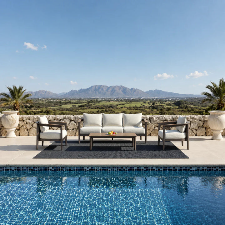 Hemera Signature Outdoor 5-Seater Lounge Set + PS Wood Slat Table – Modern Truffle & Aluminium