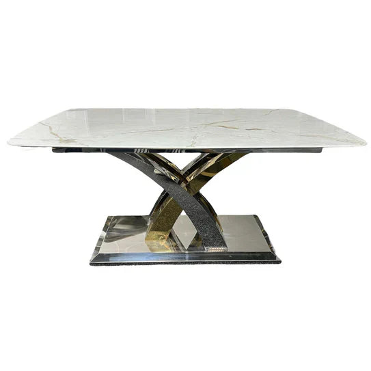 Lucy X Leg Gold 180cm Dining Table In 2 Colours
