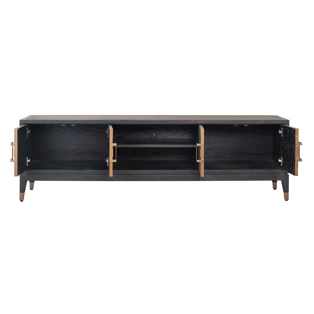 Richmond Interiors Bloomville Shagreen Faux Leather 4 Door TV Unit