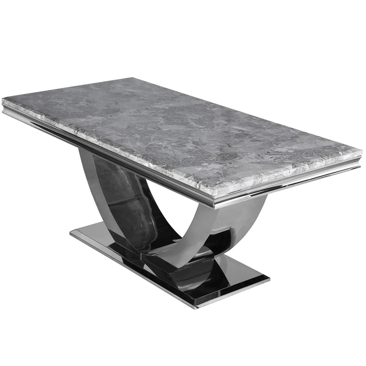 Arial Marble & Chrome Dining Table With Santos Velvet Chairs