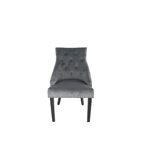 Phoenix 180cm White Ceramic Marble Dining Table With Grey Velvet Black Ring Chairs
