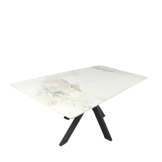 Phoenix 180cm White Ceramic Marble Fixed Dining Table