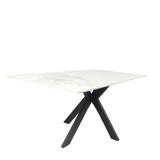 Phoenix 180cm White Ceramic Marble Fixed Dining Table