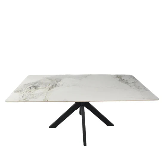 Phoenix 150cm White Ceramic Marble Fixed Dining Table