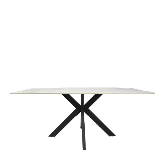 Phoenix 180cm White Ceramic Marble Fixed Dining Table