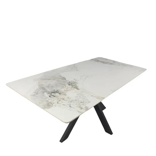 Phoenix 150cm White Ceramic Marble Fixed Dining Table