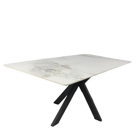 Phoenix 180cm White Ceramic Marble Fixed Dining Table