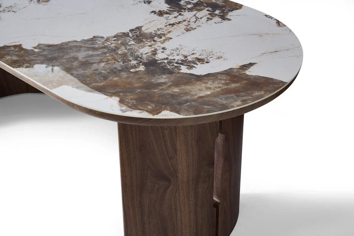 Isabella Oval 200cm Walnut & Pandora Ceramic Marble Dining Table