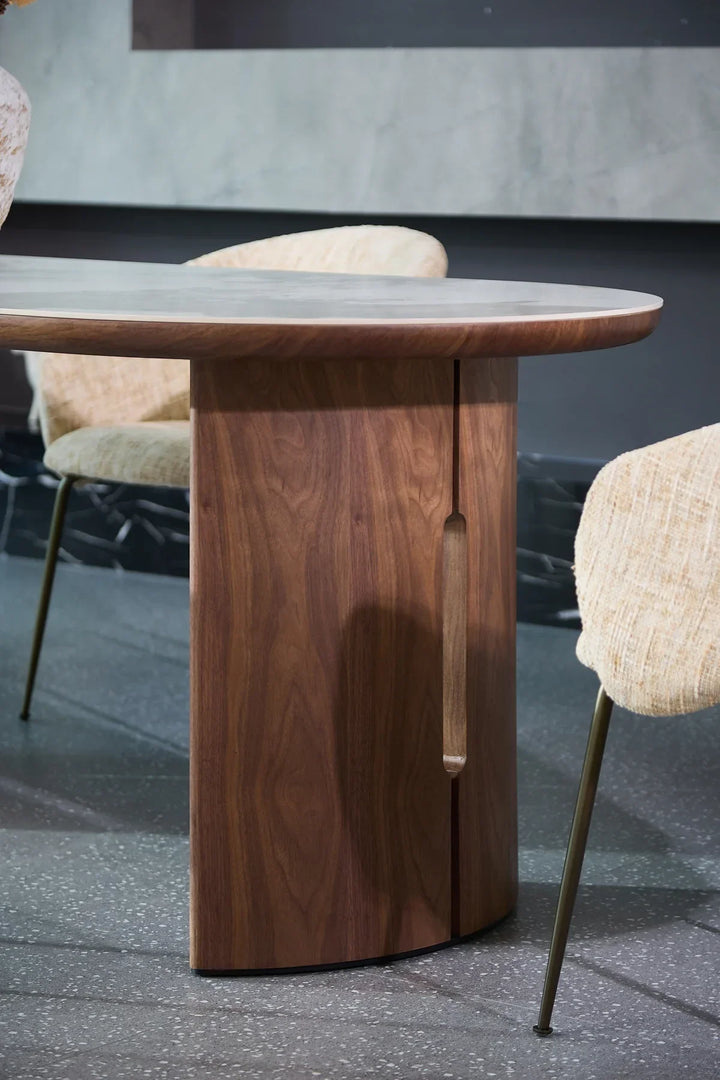 Isabella Oval 200cm Walnut & Pandora Ceramic Marble Dining Table