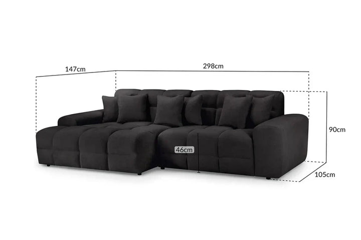 The Bubble Charcoal Black Boucle Fabric Left Hand Corner Cloud Sofa