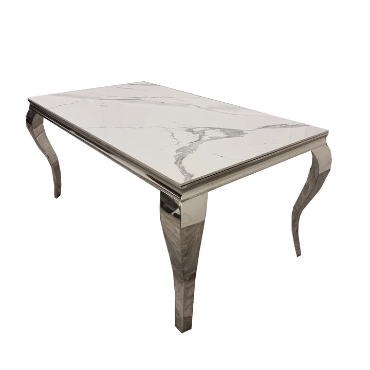 Louis Chrome Ceramic Marble & Chrome Dining Table 3 Colours