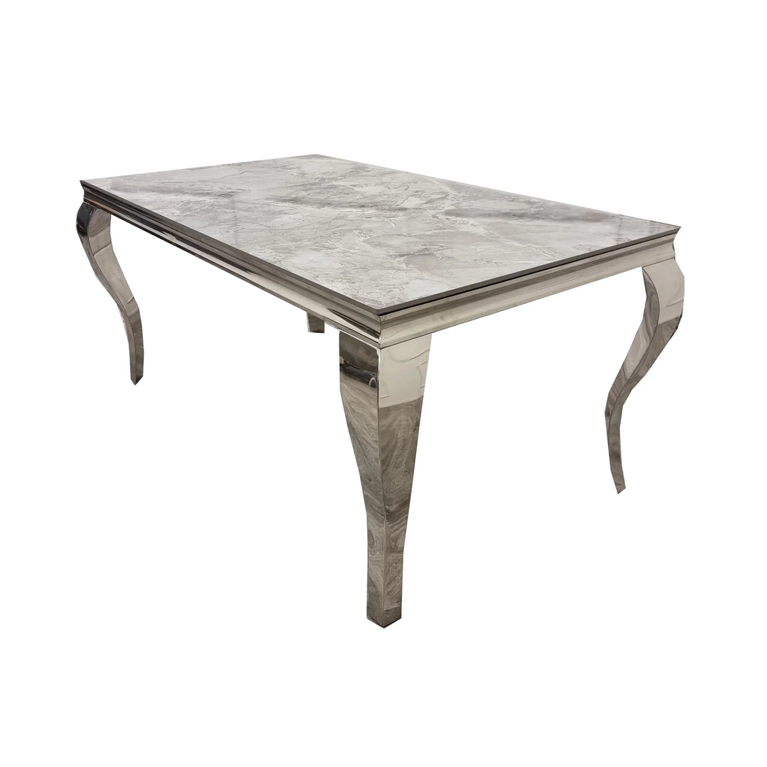 Louis Chrome Ceramic Marble & Chrome Dining Table 3 Colours