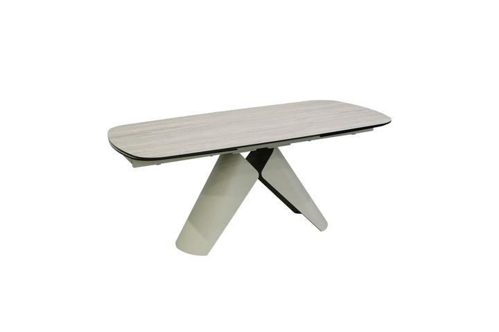 Leoni 180-280cm Champagne & Travertine Ceramic Marble Side Extending Dining Table