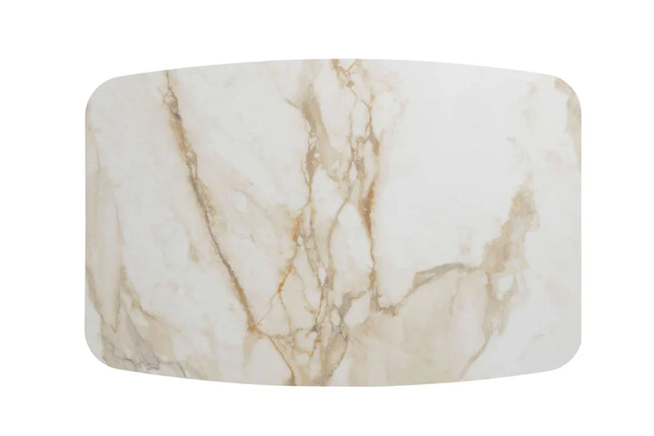 Levente 120cm Italian Brass & White Pandora Classico Ceramic Marble Dining Table