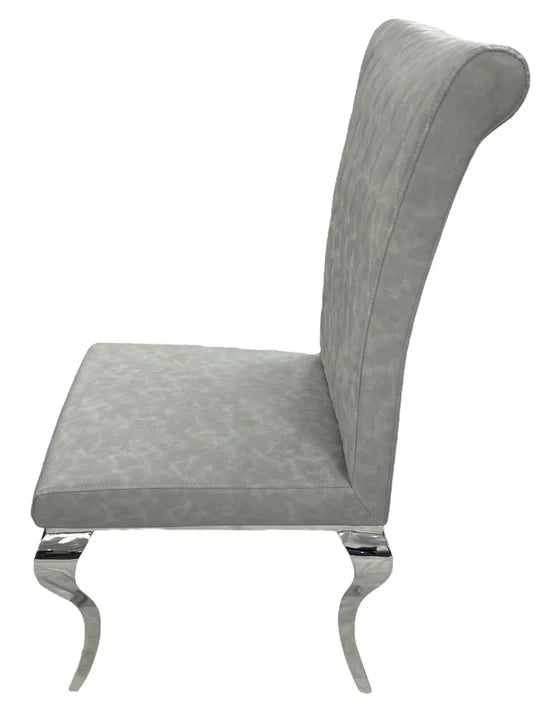 Louis Chrome Round Marble 130cm Dining Table With Nicole PU Leather Dining Chairs