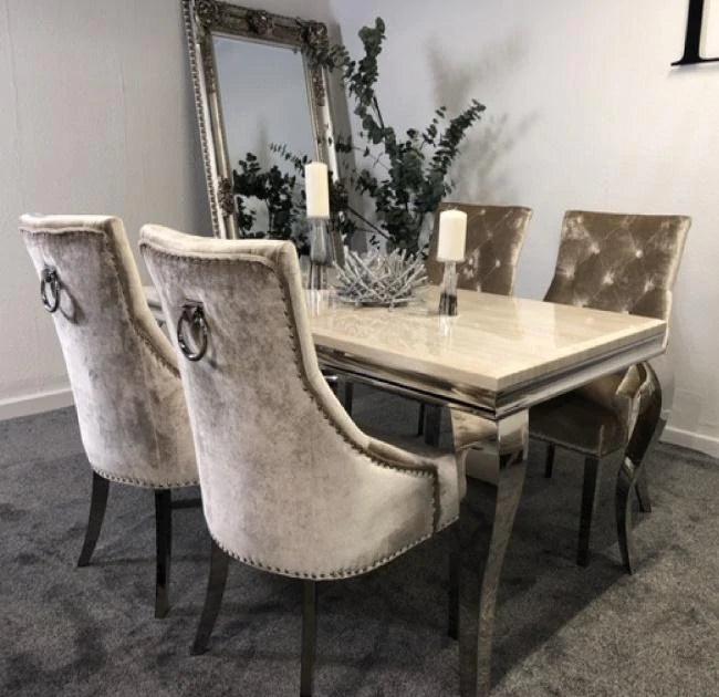 Louis 200CM Marble & Chrome Dining Table - 4 Colours-Esme Furnishings
