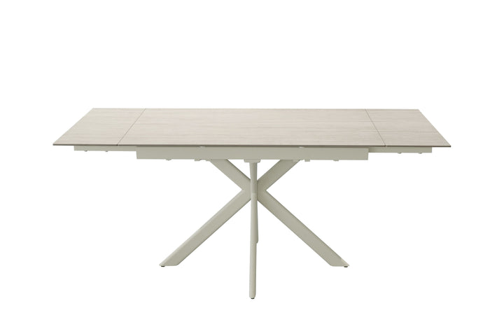 Lucia 120-180cm Sandy Beige Ceramic Marble Side Extending Dining Table