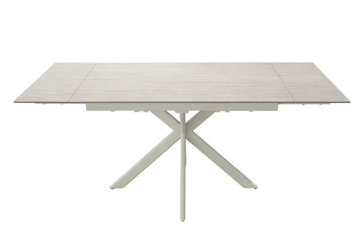 Lucia 120-180cm Sandy Beige Ceramic Marble Side Extending Dining Table