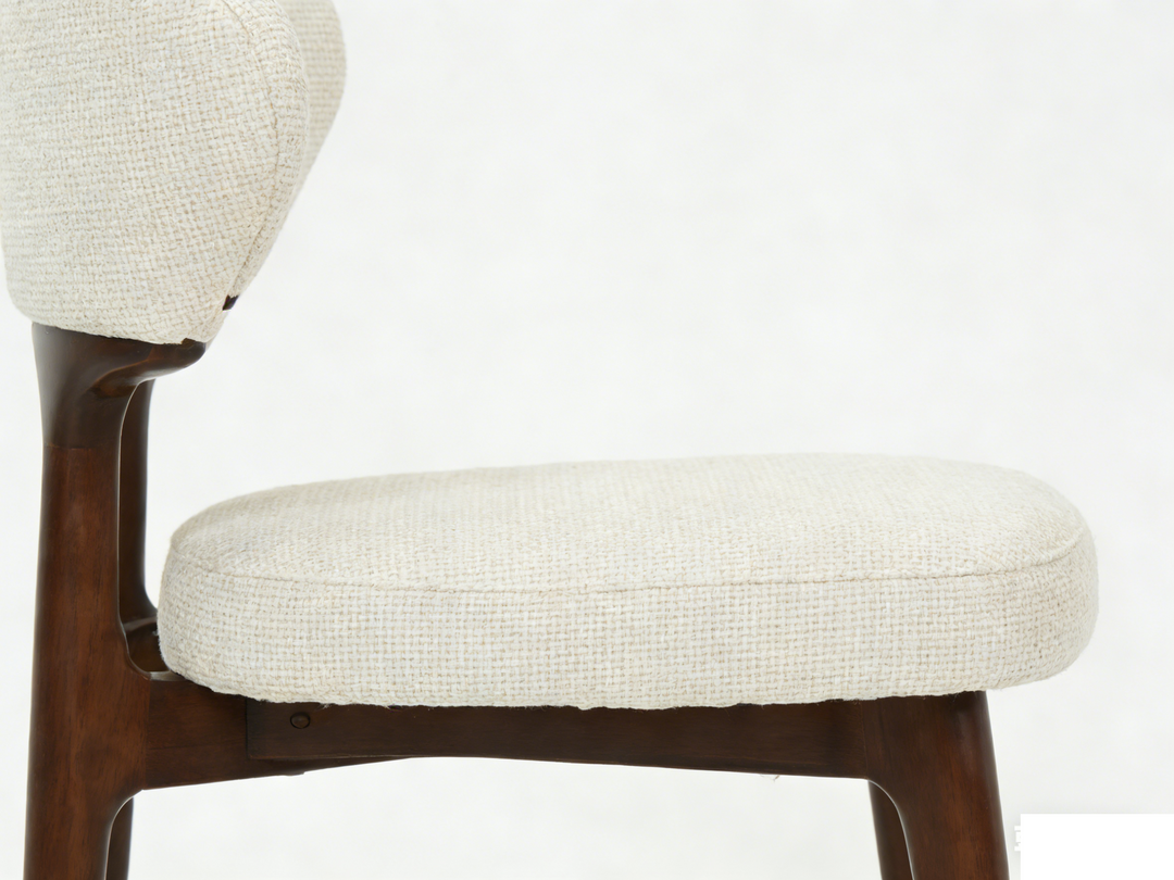 Luciana Walnut Wood & Cream Fabric Dining Chair