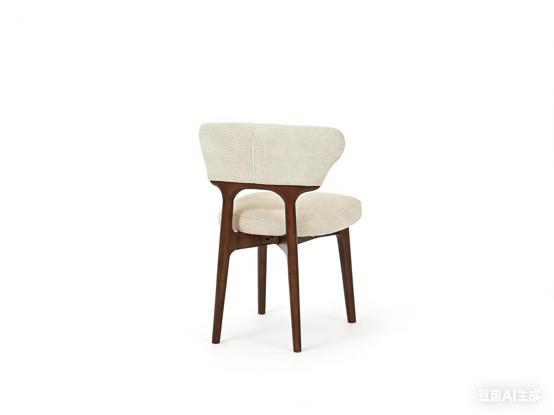 Luciana Walnut Wood & Cream Fabric Dining Chair