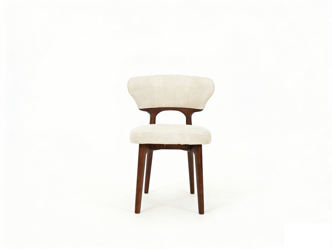 Luciana Walnut Wood & Cream Fabric Dining Chair