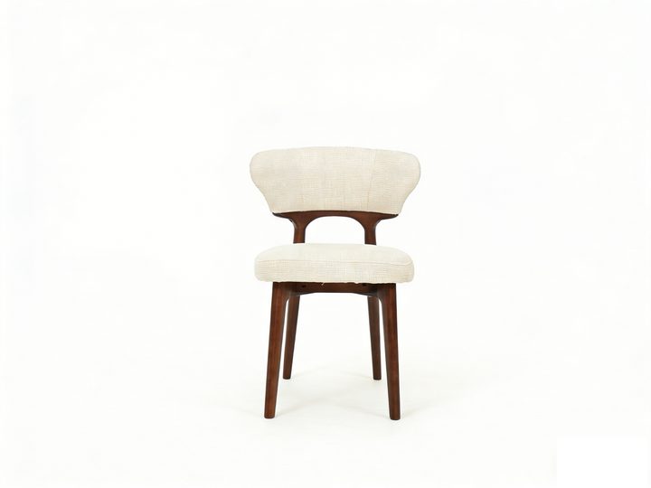 Luciana Walnut Wood & Cream Fabric Dining Chair