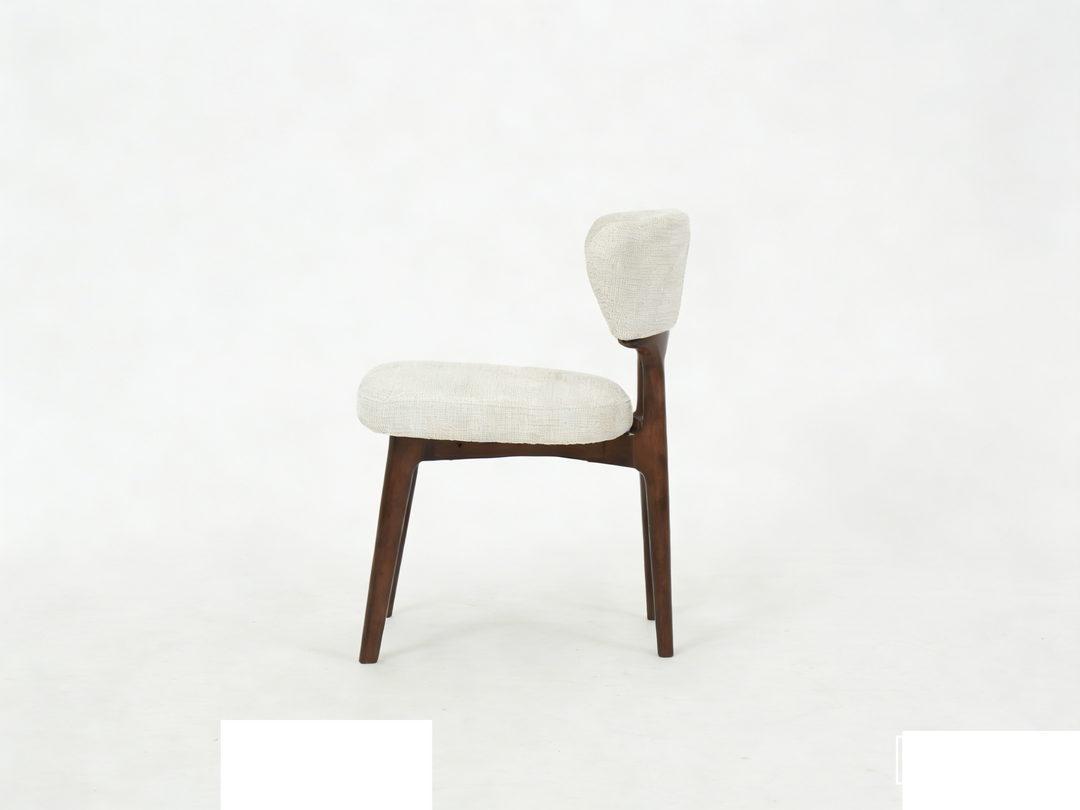 Luciana Walnut Wood & Cream Fabric Dining Chair