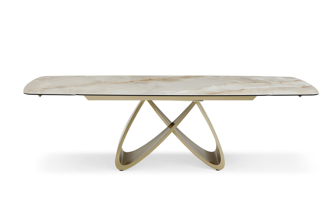 Ludovica 180-260cm Italian Grey Sunset Vein Cloud Ceramic Marble Side Extending Dining Table