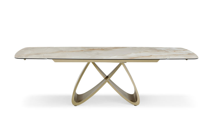 Ludovica 180-260cm Italian Grey Sunset Vein Cloud Ceramic Marble Side Extending Dining Table