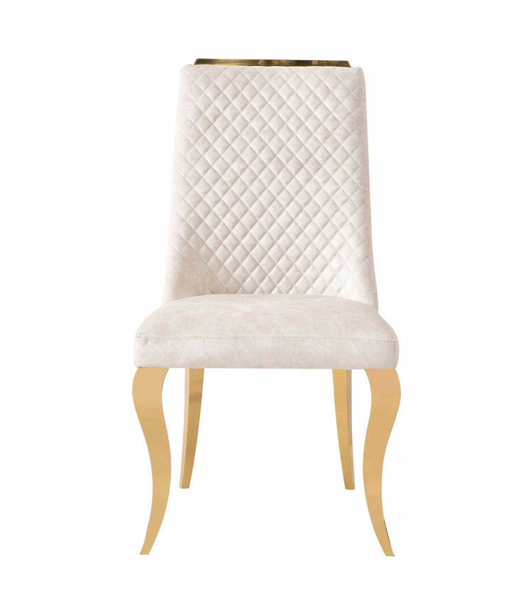 Arial Marble & Gold Dining Table With Roxby Cream Gold Velvet Dining Chairs Gold Legs