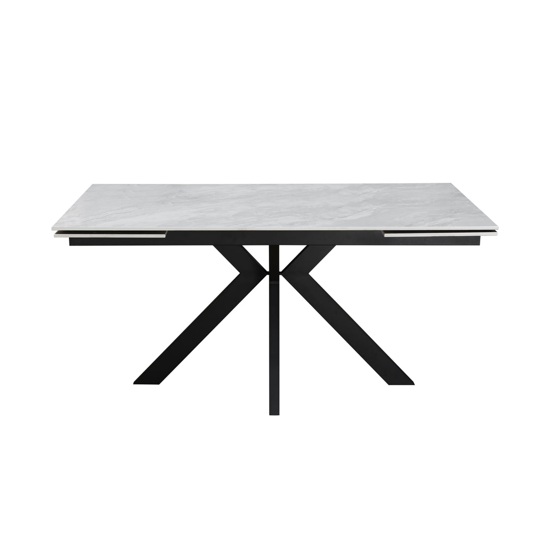 Nova 160-240cm White Ceramic Marble Side Extending Dining Table With Swivel Velvet Dining Chairs