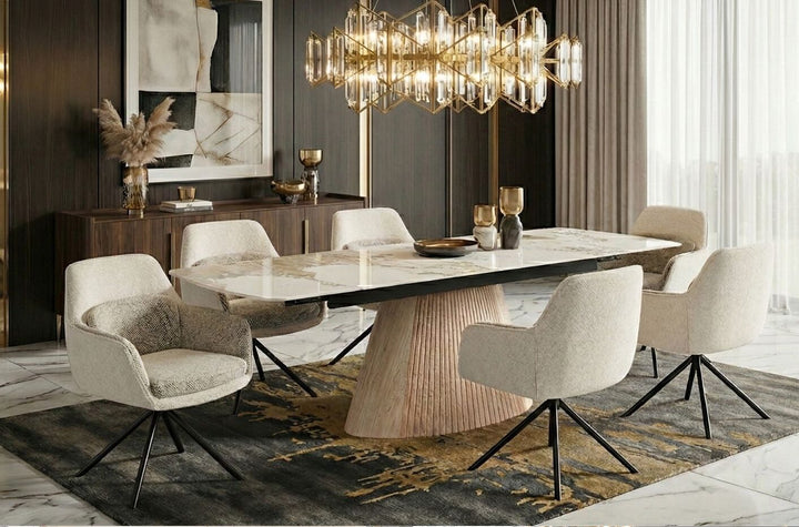 Monaco 160-240cm Pandora Ceramic Marble Extending Dining Table