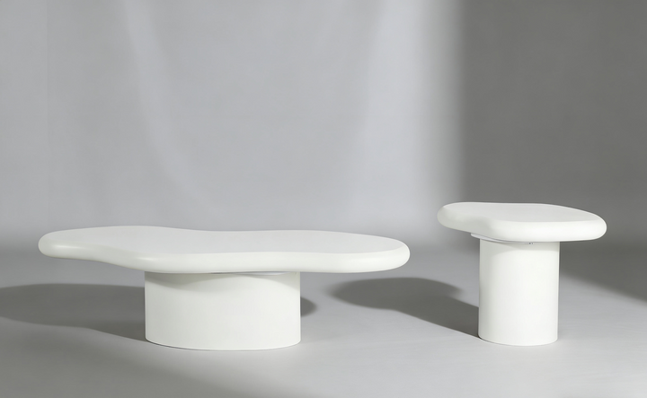 Marcello White Micro Cement Set of 2 Nest Of Tables