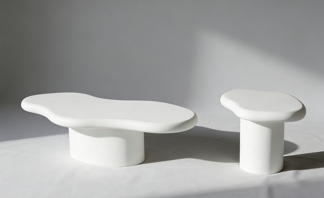 Marcello White Micro Cement Set of 2 Nest Of Tables