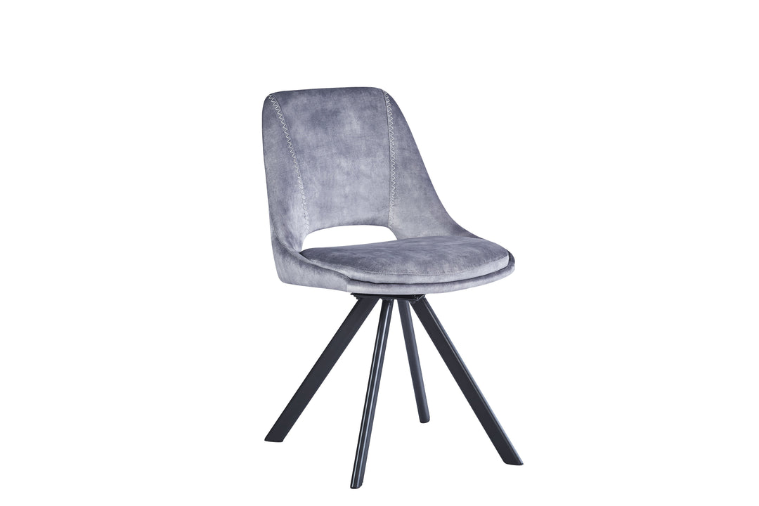 Leon Velvet Swivel Dining Chairs With Black Metal Legs - Pairs - 3 Colours