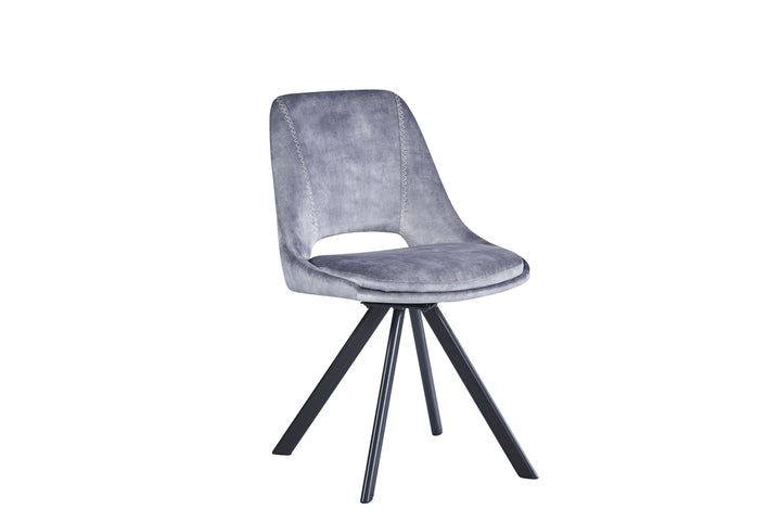 Leon Velvet Swivel Dining Chairs With Black Metal Legs - Pairs - 3 Colours