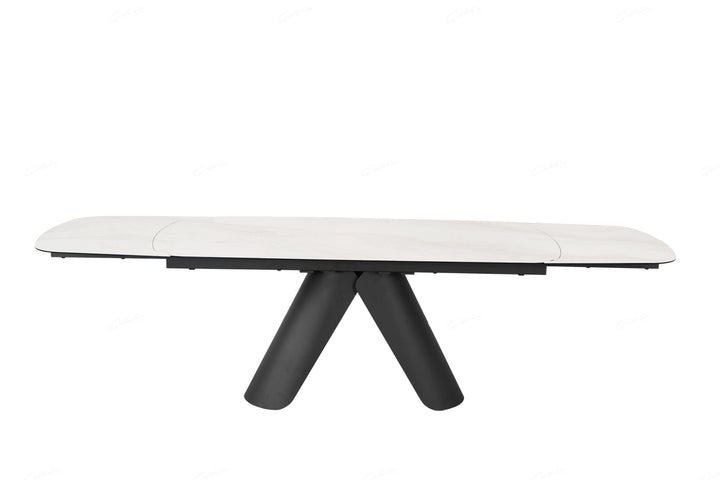 Onyx 180-280cm Italian White Ceramic Marble Side Extending Dining Table
