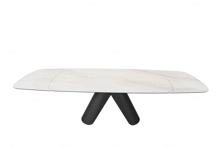 Onyx 180-280cm Italian White Ceramic Marble Side Extending Dining Table